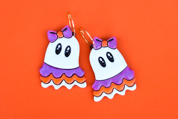 Handcrafted 3D Printed Earrings- Party Ghosts