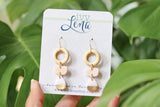 Handcrafted Polymer Clay Earrings- Gold & White