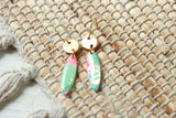 Handcrafted Polymer Clay Earrings- Pink & Green