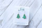 Handcrafted Polymer Clay Earrings- Green Tree Cookie