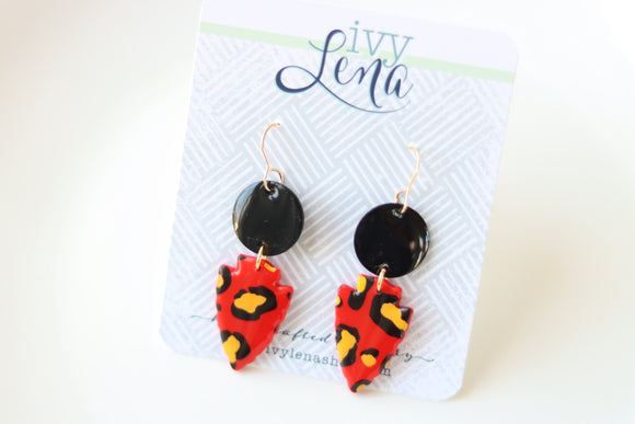 Handcrafted Polymer Clay Earrings- Leopard Print- KC