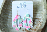 Handcrafted Polymer Clay Earrings- Pink & Green