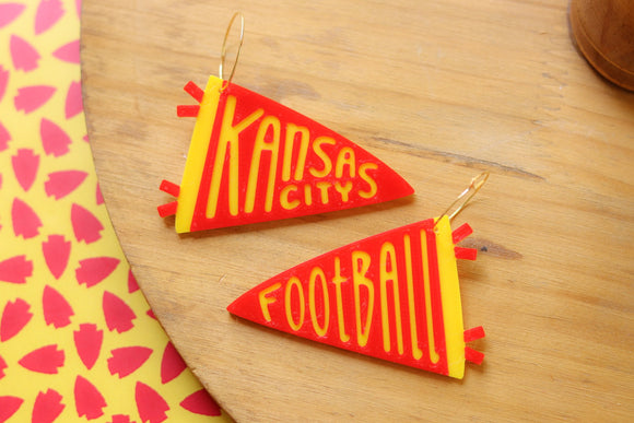 Handcrafted 3D Printed Earrings-KC Football