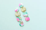 Handcrafted Polymer Clay Earrings- Pink & Green