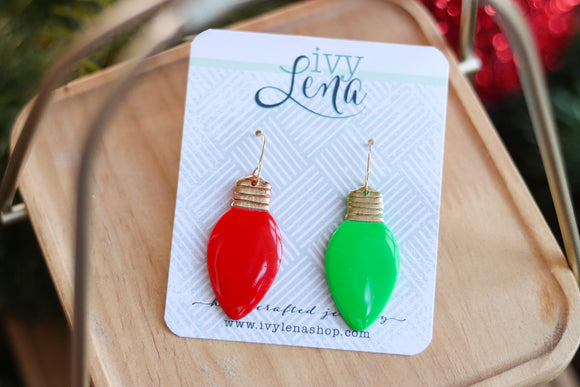 Handcrafted Polymer Clay Earrings- Holiday Bulbs