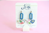 Hand-colored Polymer Clay Earrings- Floral Pattern