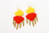 Handcrafted 3D Printed Earrings-Red & Yellow