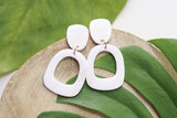 Handcrafted Polymer Clay Earrings- White W/Gold Shimmer