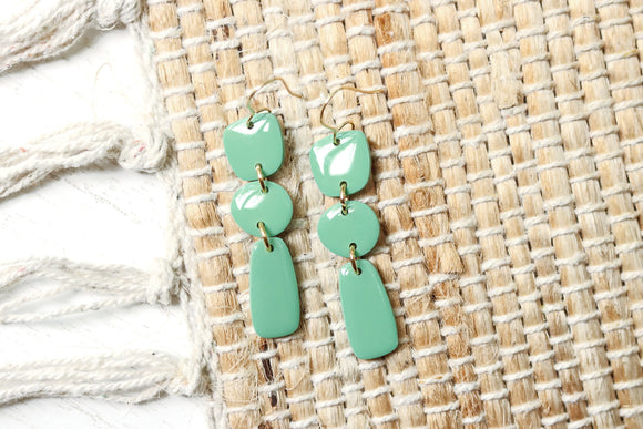 Handcrafted Polymer Clay Earrings- Green