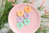 Handcrafted Polymer Clay Earrings- Loving Conversation Hearts