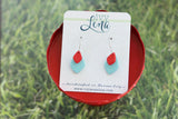 Handcrafted Polymer Clay Earrings- Teal & Red
