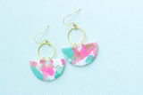 Handcrafted Polymer Clay Earrings- Pink & Green