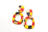 Handcrafted Polymer Clay Earrings- Red and Yellow Checker