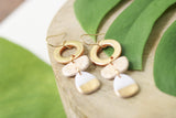 Handcrafted Polymer Clay Earrings- Gold & White