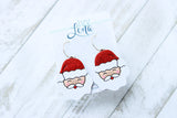 Handcrafted 3D Printed Earrings-2in Santa