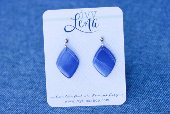Handcrafted Polymer Clay Earrings- Blue