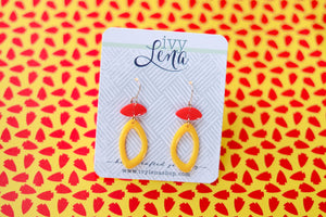 Handcrafted 3D Printed Earrings- Red and Yellow