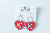 Handcrafted Wood Earrings- KC Scalloped Hearts