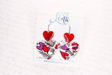 Handcrafted Polymer Clay Earrings- Valentine Doodle