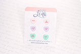 Handcrafted Polymer Clay Earrings- Conversation Heart Studs- 3 pack