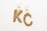 Handcrafted Polymer Clay Earrings- Gold K & C