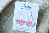 Handcrafted Polymer Clay Earrings- Pink & Green