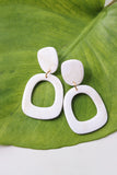 Handcrafted Polymer Clay Earrings- White W/Gold Shimmer