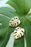 Handcrafted Polymer Clay Earrings- Gold Monstera