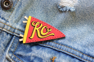 Hand-painted Wooden Pin- Kansas City Flag