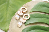 Handcrafted Polymer Clay Earrings- Gold & White