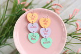 Handcrafted Polymer Clay Earrings- Loving Conversation Hearts
