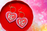 Handcrafted Wood Earrings- KC Scalloped Hearts