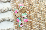 Handcrafted Polymer Clay Earrings- Pink & Green