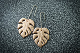 Handcrafted Polymer Clay Earrings- Gold Monstera