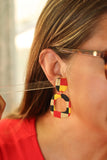 Handcrafted Polymer Clay Earrings- Red and Yellow Checker