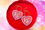 Handcrafted Wood Earrings- KC Scalloped Hearts