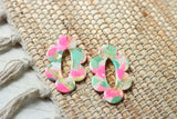 Handcrafted Polymer Clay Earrings- Pink & Green