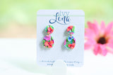 Handcrafted Polymer Clay Earrings- Fuchsia Floral