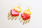 Handcrafted 3D Printed Earrings-Red & Yellow