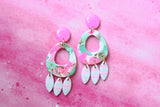 Handcrafted Polymer Clay Earrings- Pink & Green