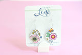 Hand-colored Polymer Clay Earrings- Floral Pattern