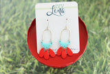 Handcrafted Polymer Clay Earrings- Teal & Red