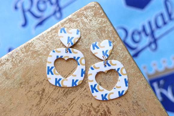 Handcrafted Polymer Clay Earrings- KC Baseball