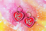 Handcrafted Wood Earrings- KC Scalloped Hearts