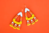 Handcrafted 3D Printed Earrings- Dangly Candy Corn