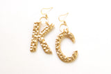 Handcrafted Polymer Clay Earrings- Gold K & C