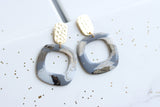 Handcrafted Polymer Clay Earrings- Gray and Gold