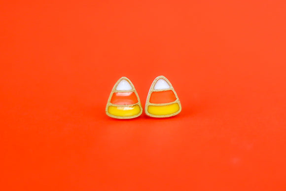 Handcrafted 3D Printed Earrings- Candy Corn Studs