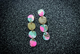 Handcrafted Polymer Clay Earrings- Pink & Green