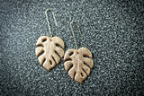 Handcrafted Polymer Clay Earrings- Gold Monstera